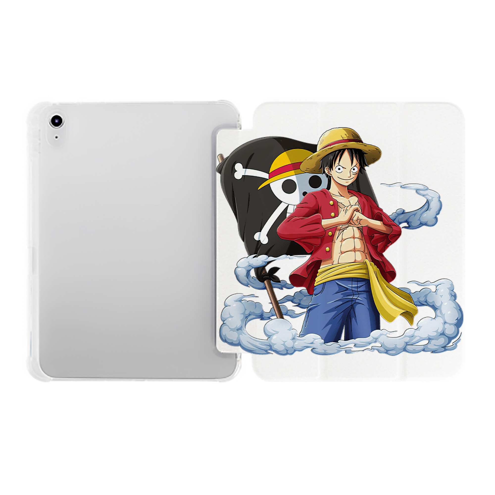 （画像用） ワンピース モンキー・D・ルフィ ONE PIECE Monkey D. Luffy IPad ケース ペン収納付き 三つ折りスタンド PUレザー×シリコン 対応機種9.5/10.5/10.9インチ